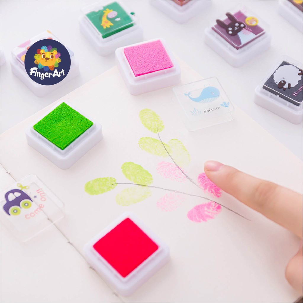 Bộ 12/24 Hộp Màu Vẽ Vân Ngón Tay Kèm Bộ Tranh Cho Bé Phát Huy Khả Năng Sáng Tạo