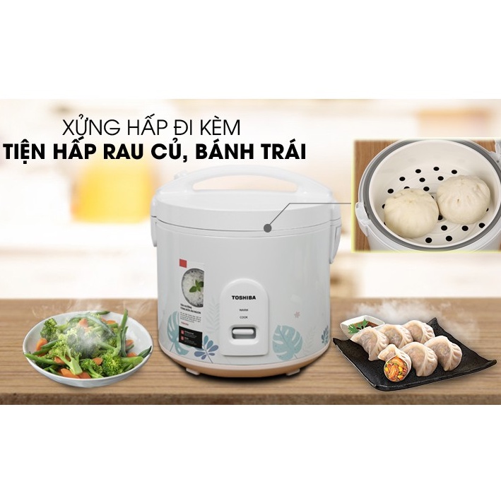 Nồi cơm nắp gài Toshiba 1 lít RC-10JH2PV(B- chính hãng trưng bày 99%.Lòng nồi bằng hợp kim nhôm chống dính