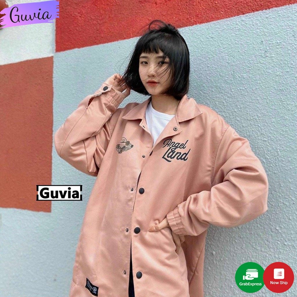 Áo khoác dù ANGED LAND kiểu Sơ Mi nam nữ form rộng Unisex 2 lớp Chống Nắng Siêu Hot ulzzang Jacket Bomber Guvia