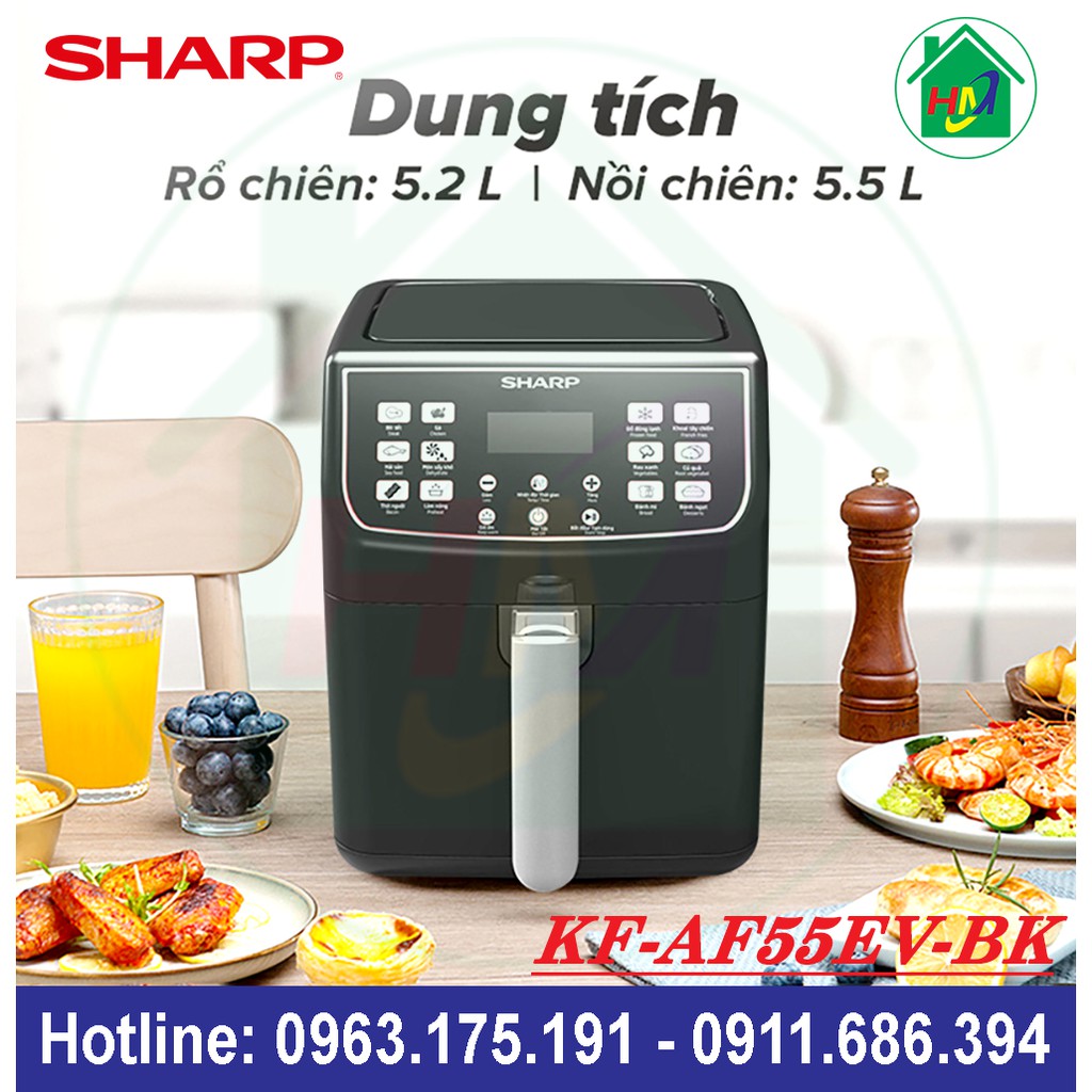 Nồi Chiên Không Dầu 5.5L Sharp KF-AF55EV-BK