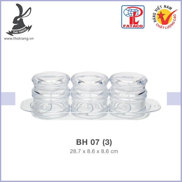 [h2kshop.vn] Bộ Hủ Gia Vị BH07(3) Nhựa Trong Acrylic Cao Cấp Fataco Việt Nam