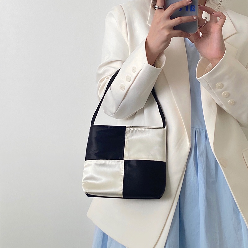 Túi xách IELGY vải nylon thiết kế họa tiết kẻ caro thời trang đa năng