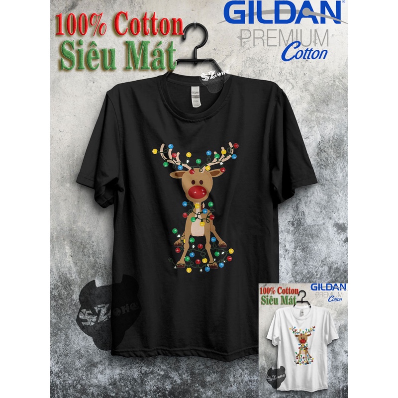 [Có BIG SIZE] Áo Phông Nam Cotton 100% In hình Tuần Lộc Noel Cao Cấp -hao SZone PM92