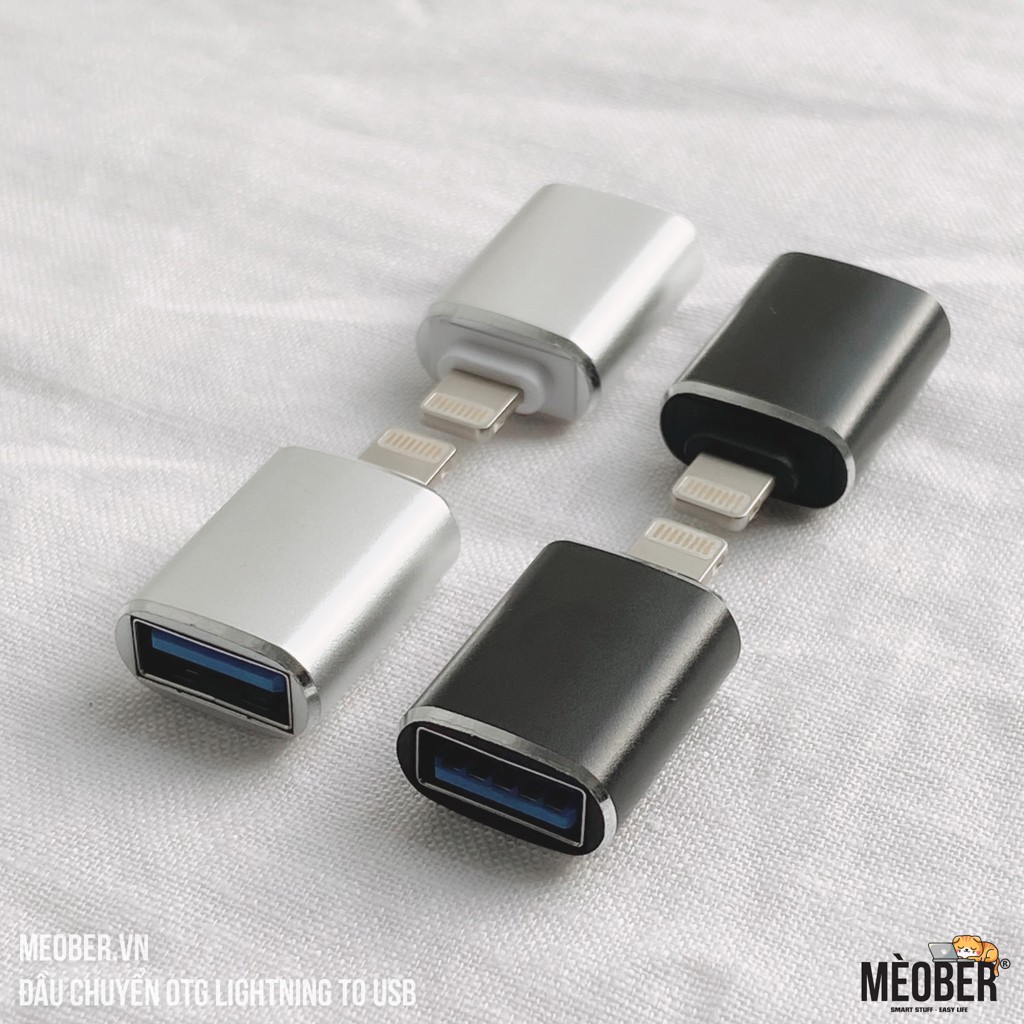 Đầu chuyển đổi OTG Lightning to USB 3.0, nhôm nguyên khối - Silver/Black