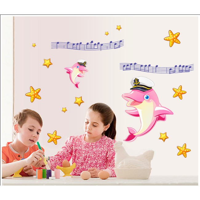 Decal trang trí Cá Heo Hồng