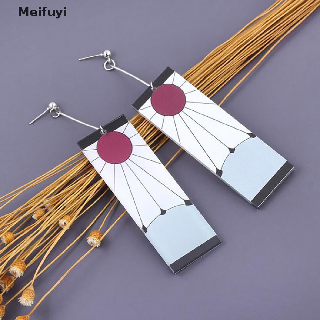 [Meifuyi] Acrylic Tanjiro Earrings Demon Slayer Earrings Anime Cosplay Props Girls Jewelry COD
