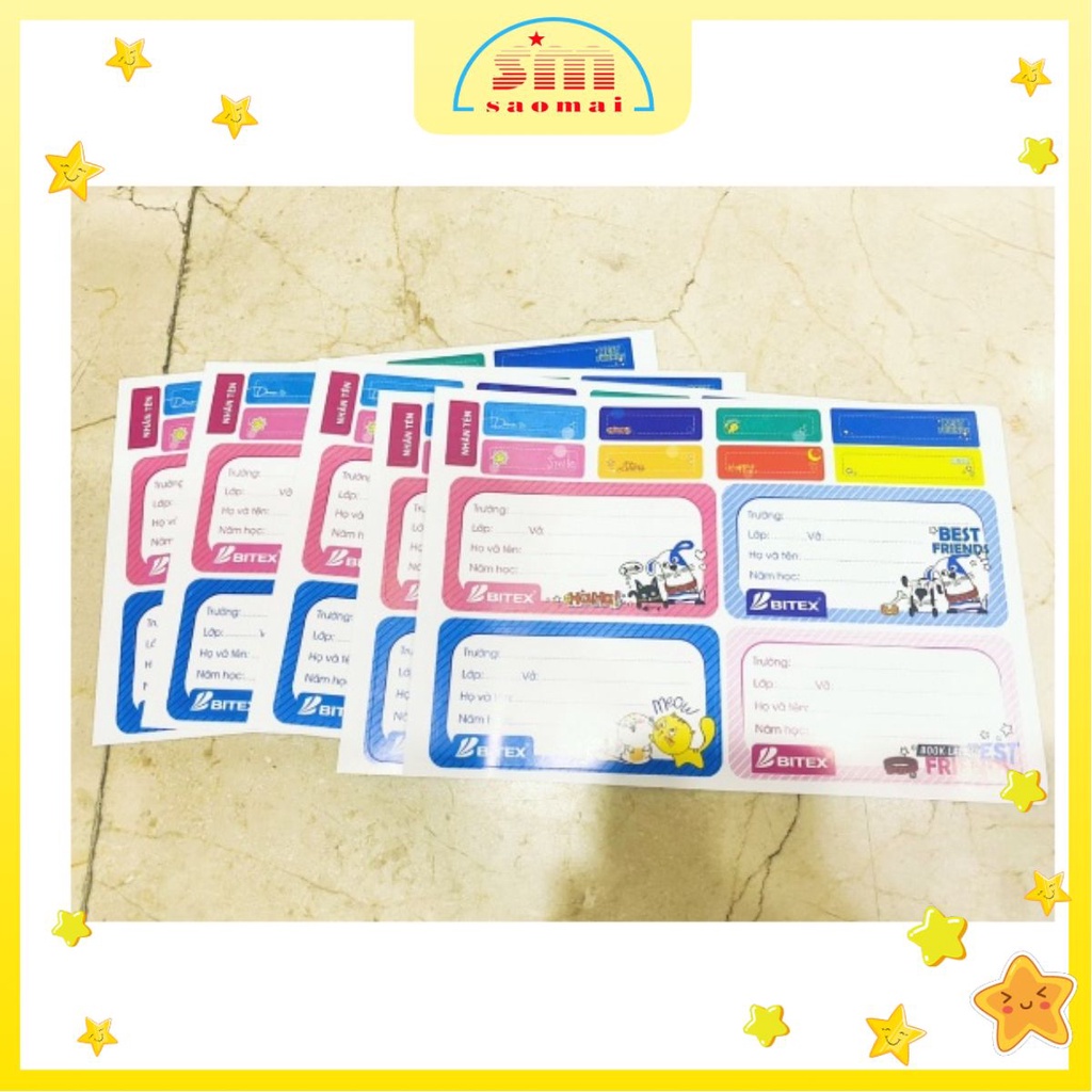 Nhãn vở tập Bitex 4 ô LB04 – Văn phòng phẩm Sao Mai