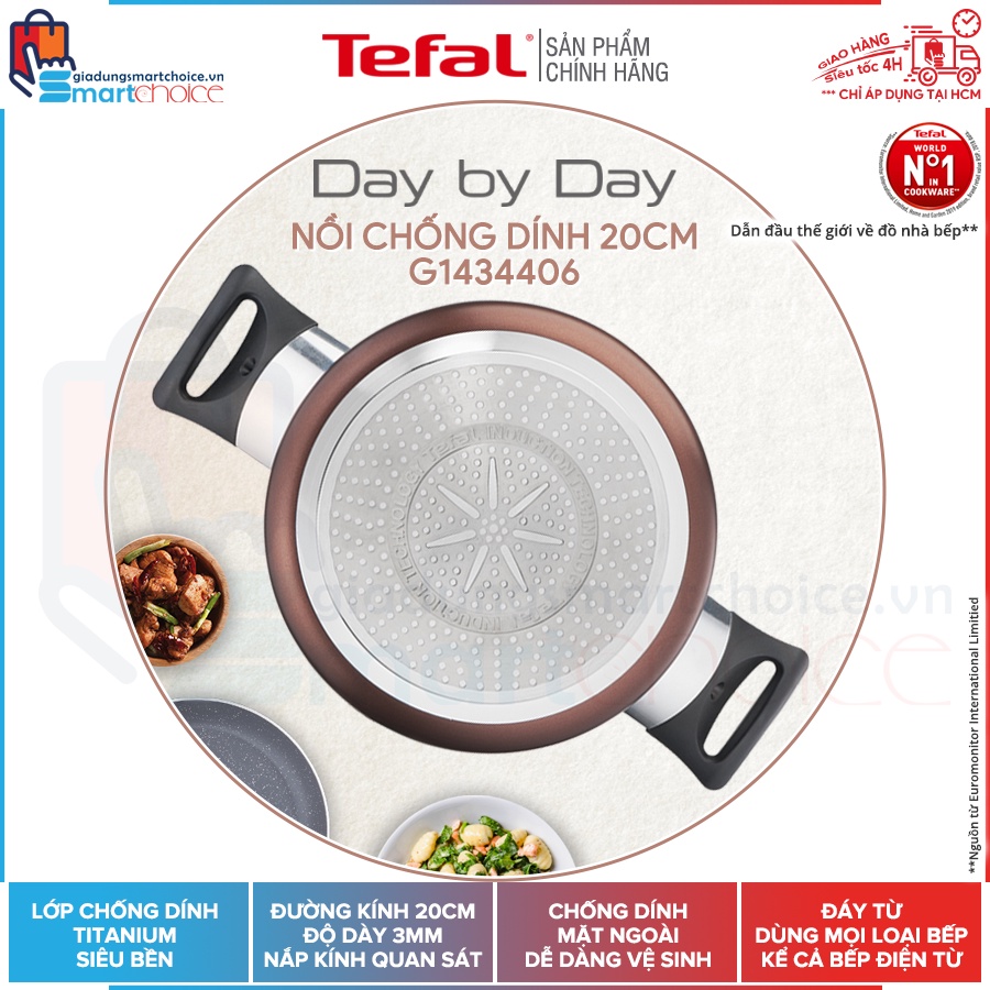 FREESHIP XTRA Flash sale Nồi chống dính Tefal Day By Day 20cm G1434406 đáy từ chống dính giadungsmartchoice
