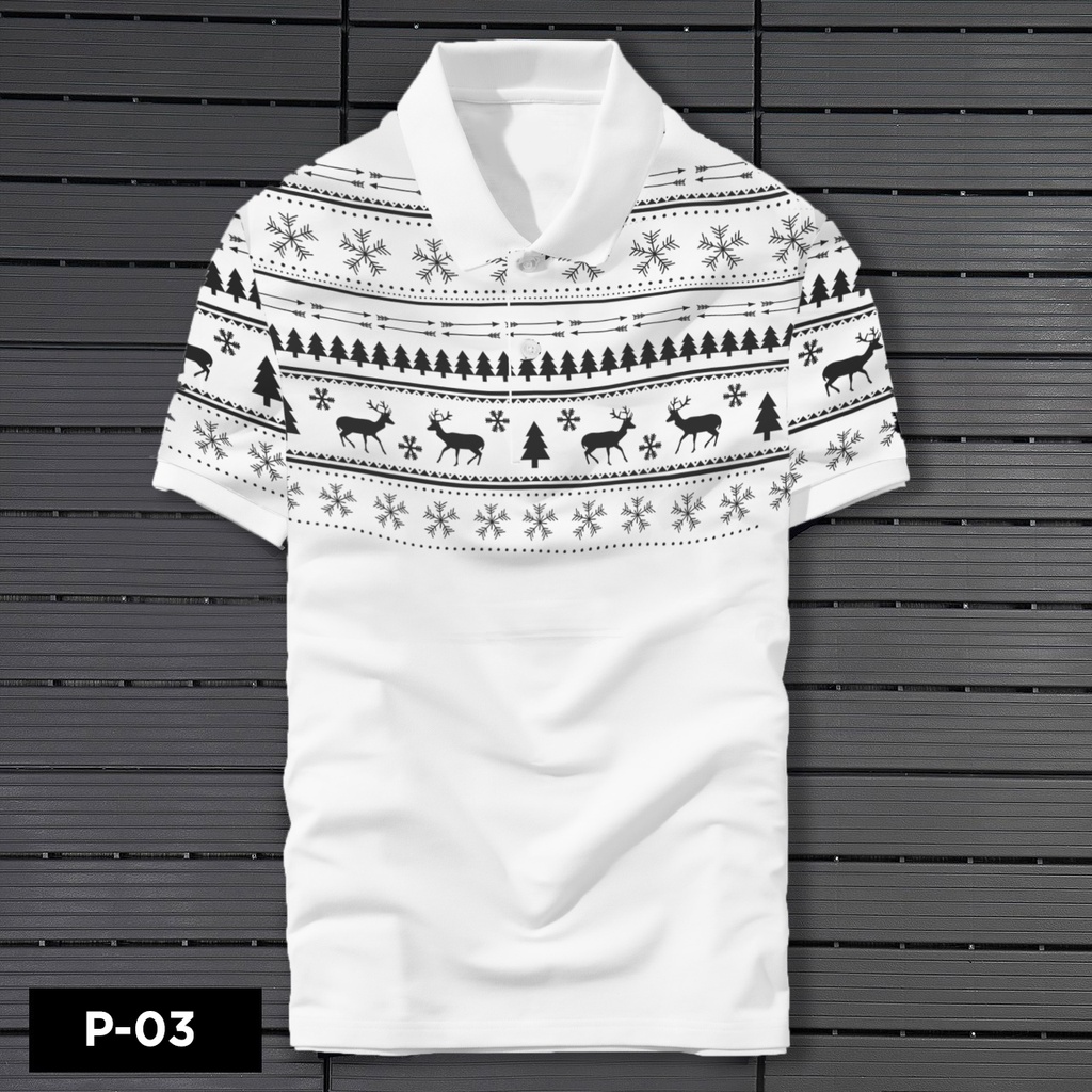 Áo Thun Polo Nam Nữ có cổ Cao Cấp Họa Tiết Bắc Âu Scandinavie, vải cotton mát, không xù, trẻ trung Sang Trọng - P-03 - G