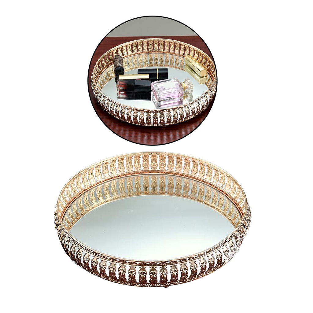 Khay Sắt Tròn 21cm Trưng Bày Nước Hoa / Mỹ Phẩm / Nước Hoa / Bánh Ngọt Tiện Dụng 2