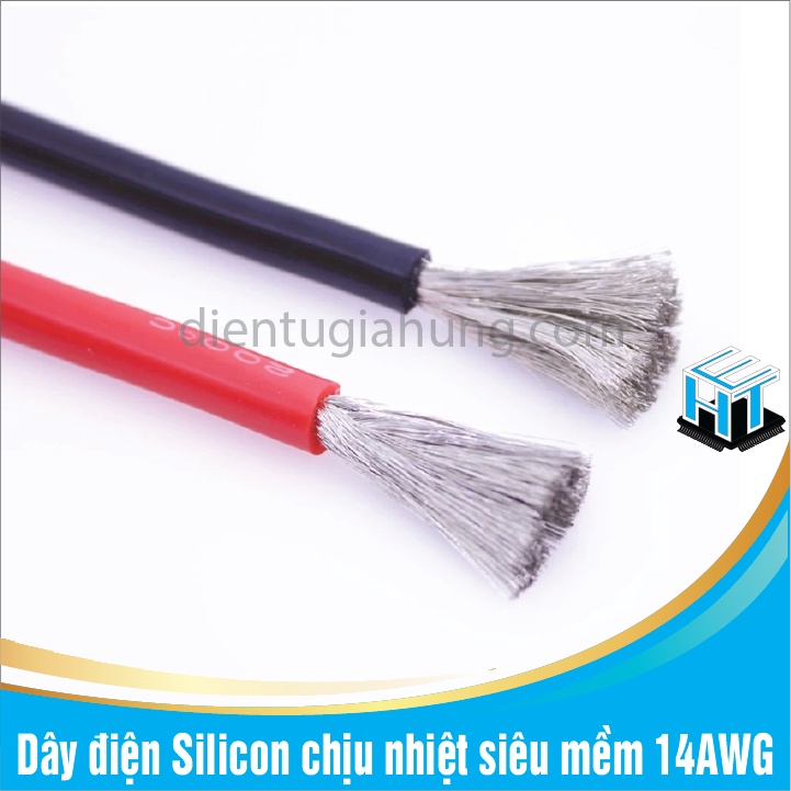 1 Mét Dây điện Silicon chịu nhiệt siêu mềm 14AWG có đường kính ngoài: 3.5mm