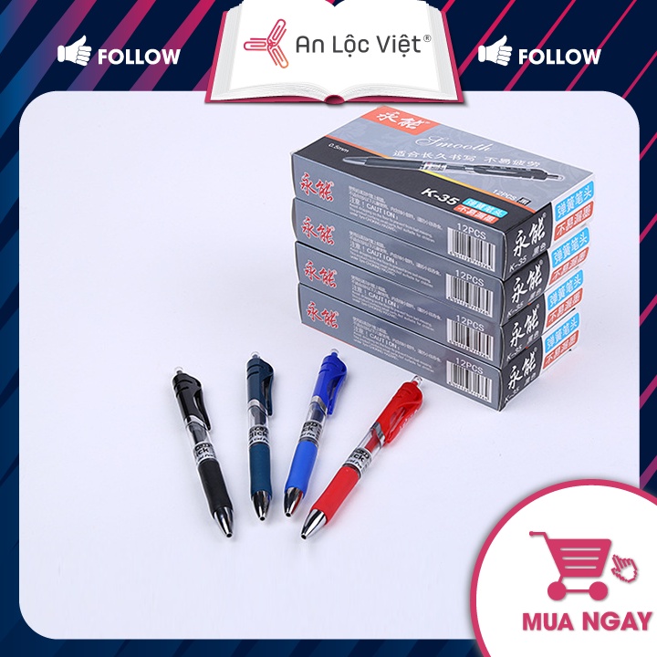 Combo 5 Bút Bi Gel 0.5mm Smooth K-35 Đa Dạng Màu Sắc