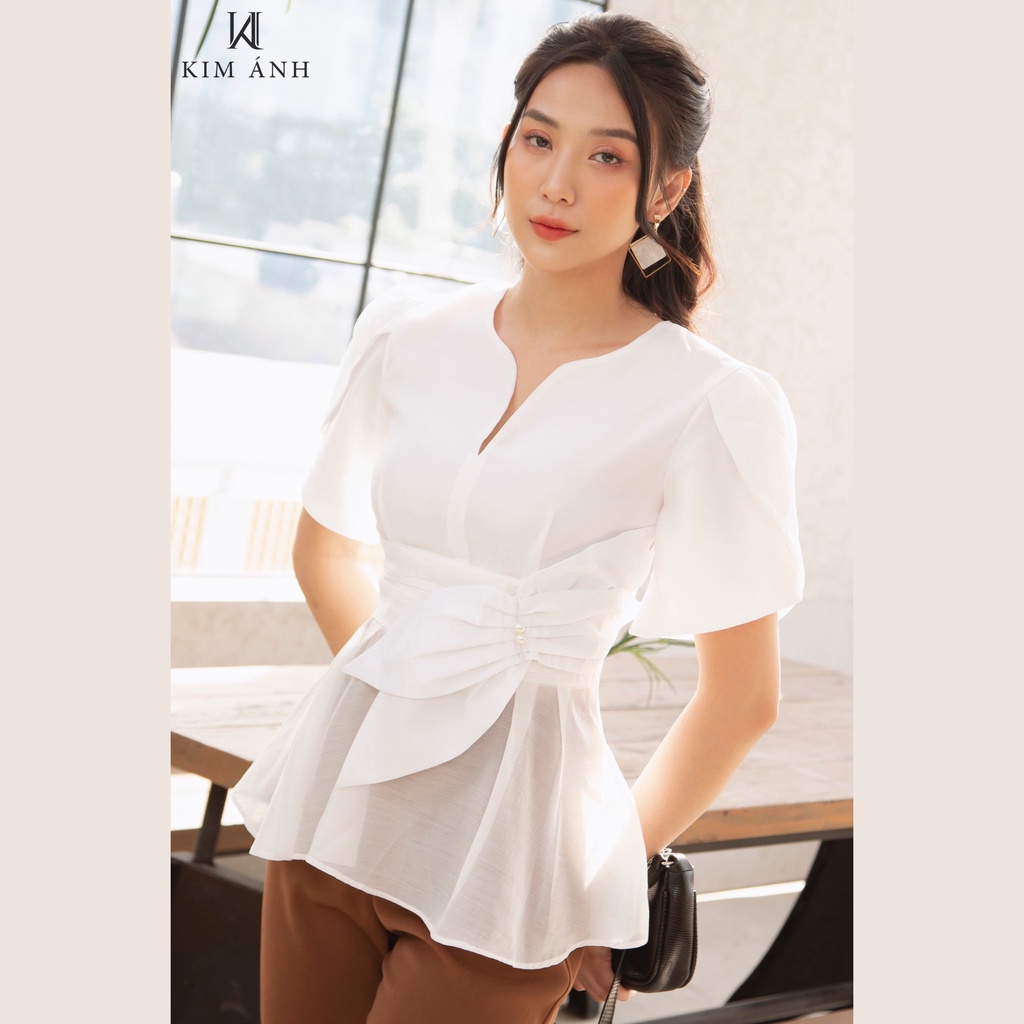 Áo Kiểu Thiết Kế Nữ Kim Ánh Woori Top Trẻ Trung, Thanh Lịch | BigBuy360 - bigbuy360.vn