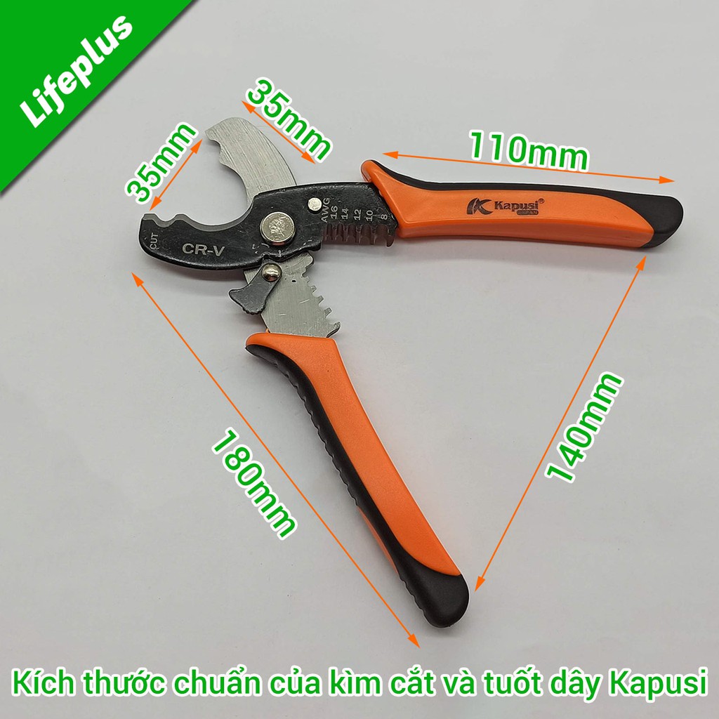 Kìm cắt tuốt cáp 200mm thép CrV công nghệ Nhật Kapusi K-9103