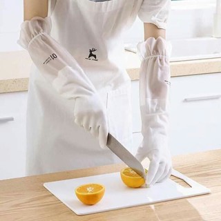 Găng Tay Cao Su Siêu Dai Làm Bếp Làm Vườn Căt Không Đứt Lót Nỉ Bo Chun Siêu Ấm Áp