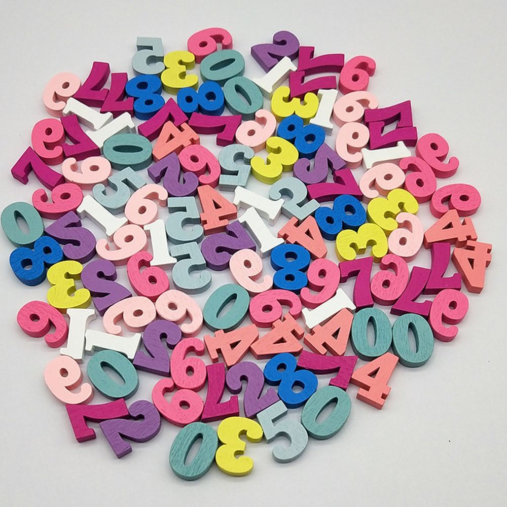 Set 100 chữ cái/ chữ số bằng gỗ nhiều màu sắc trang trí đa dụng