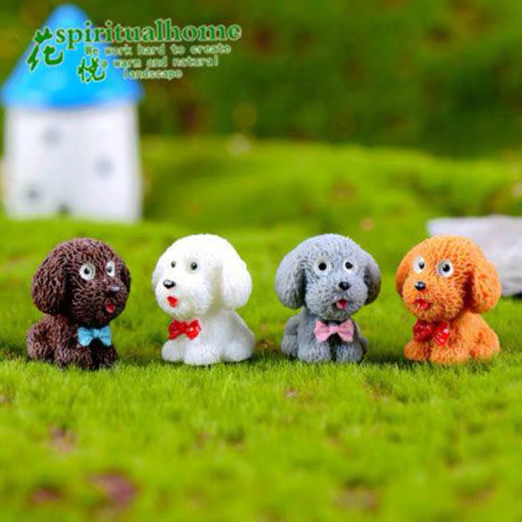 Tiểu cảnh một chú chó con Teddy terrarium cực cute trang trí sen đá