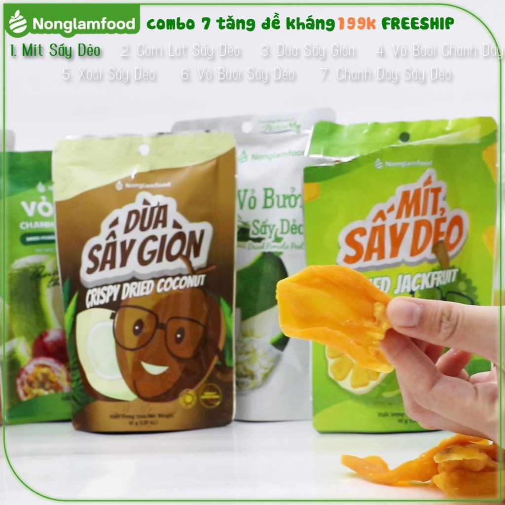 Combo 7 loại trái cây sấy nônglâmfood bổ sung dinh dưỡng, tăng sức đề kháng cho cơ thể hàng cao cấp nguyên liệu sạch