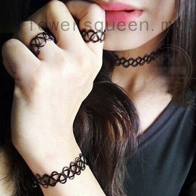 flowersqueen Vòng cổ choker co dãn phong cách Retro Gothic