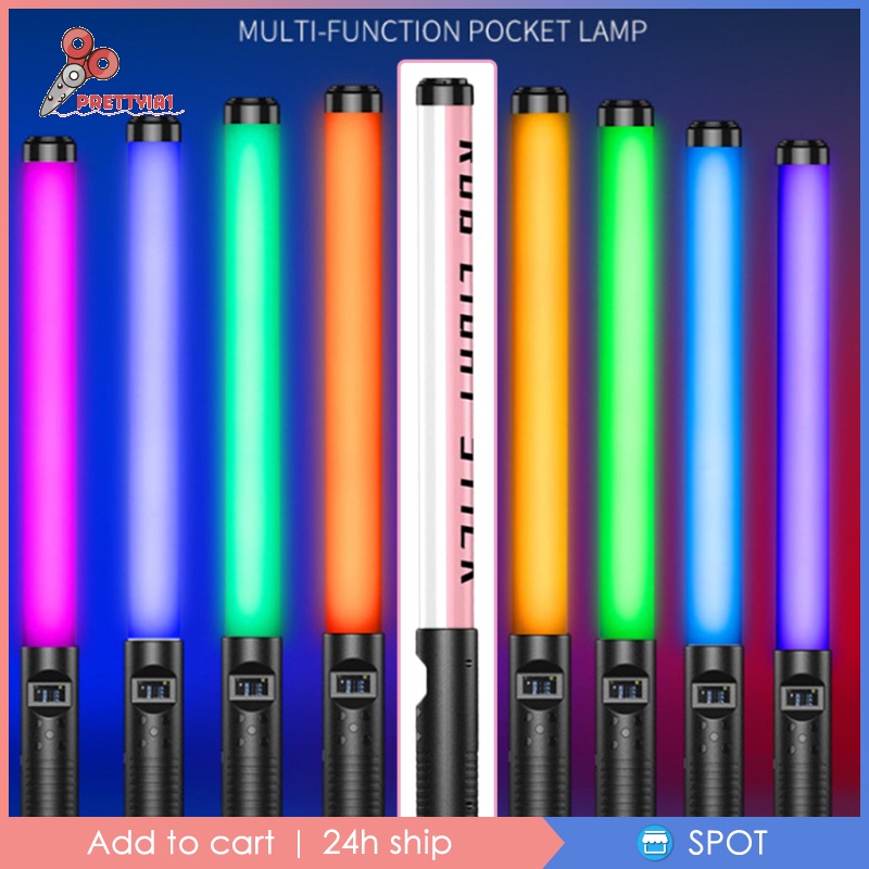 [Prettyia1] Đèn LED RGB Cầm Tay Hỗ Trợ Quay Video / Chụp Ảnh 2500-8500K / 10 Chế Độ Chiếu Sáng