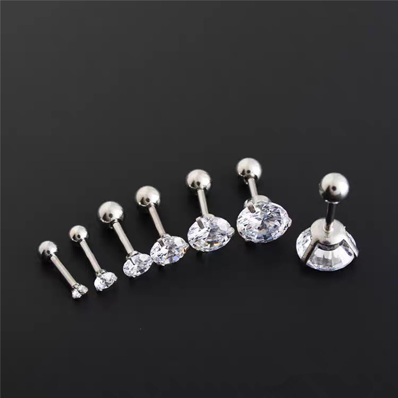 1 Khuyên Tai Tròn Đính Đá Zircon Đơn Giản Thời Trang Phong Cách Hàn Quốc