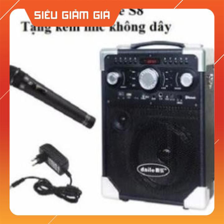 (HOT) New Loa Bluetooth Karaoke Daile S8 Xách Tay (Tặng Kèm Micro Không Dây)