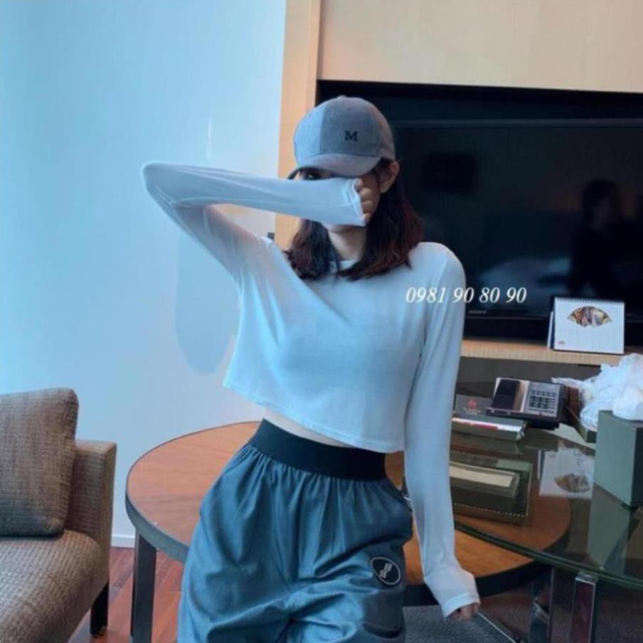 Áo croptop nữ dài tay phom rộng chất zip