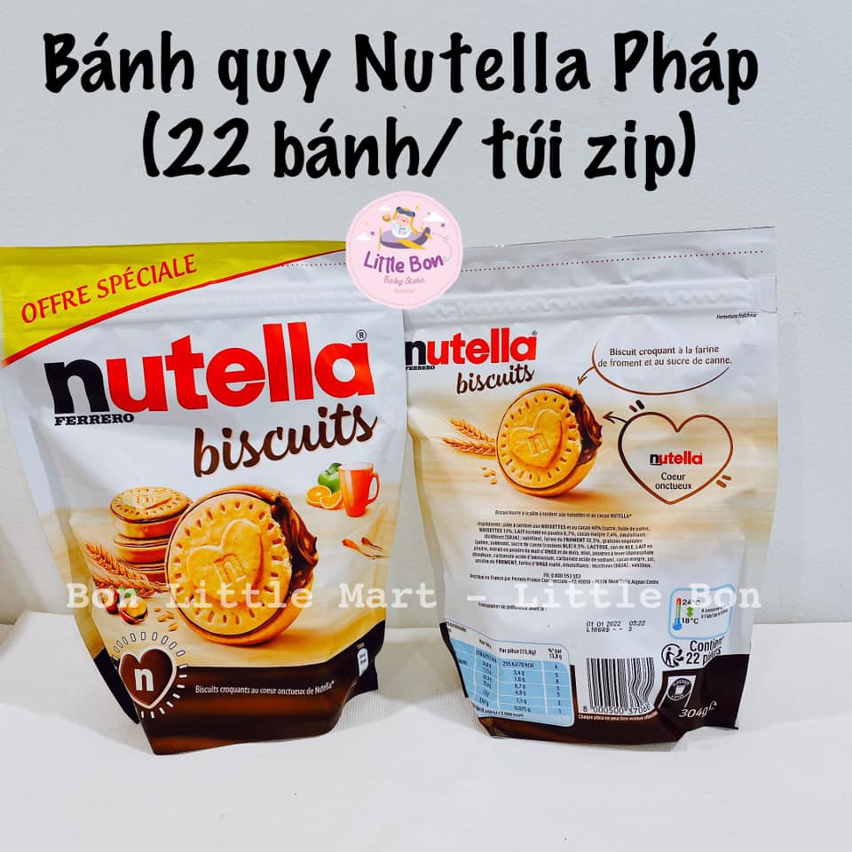 Bánh quy Nutella Biscuit Pháp 304gr bay air (22 bánh/ túi zip)_Date 01/01/2022