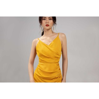 Đầm lụa hai dây, đầm dự tiệc xếp ly