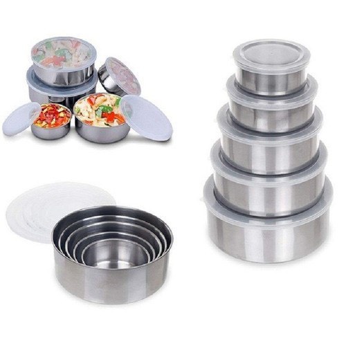 Bộ bát inox 5 món cao cấp Kèm nắp đậy bảo quản, đựng đồ ăn tiện lợi