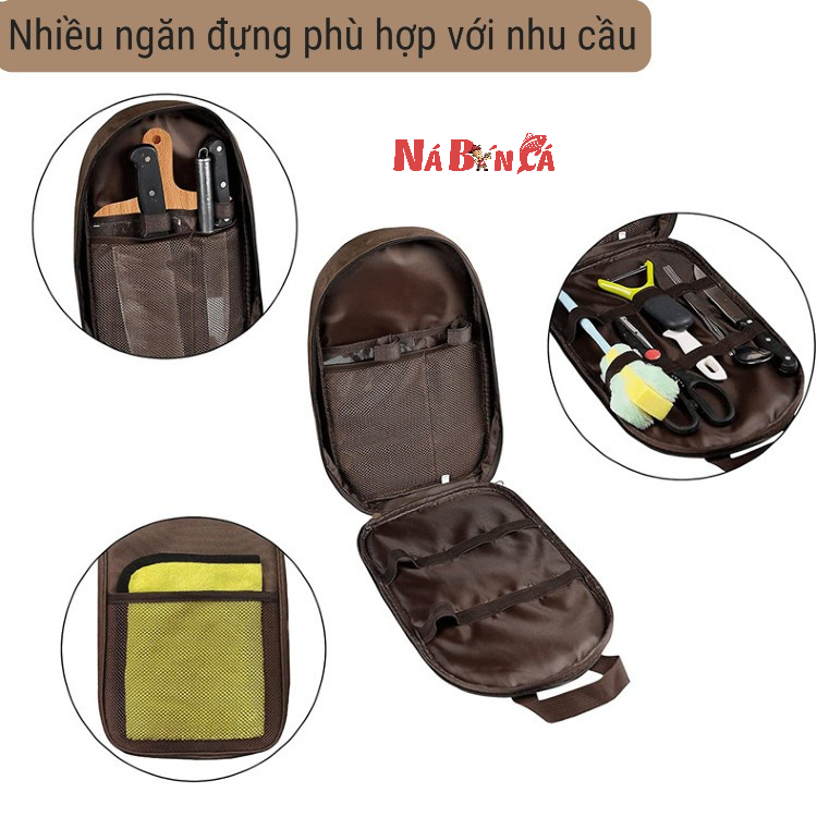 Bộ dụng cụ nấu ăn dã ngoại có túi đựng - Bộ dụng cụ nấu ăn 8 món dùng khi đi du lịch, dã ngoại, cắm trại tiện lợi [DCP5]
