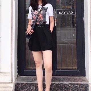 Quần short giả váy kèm belt