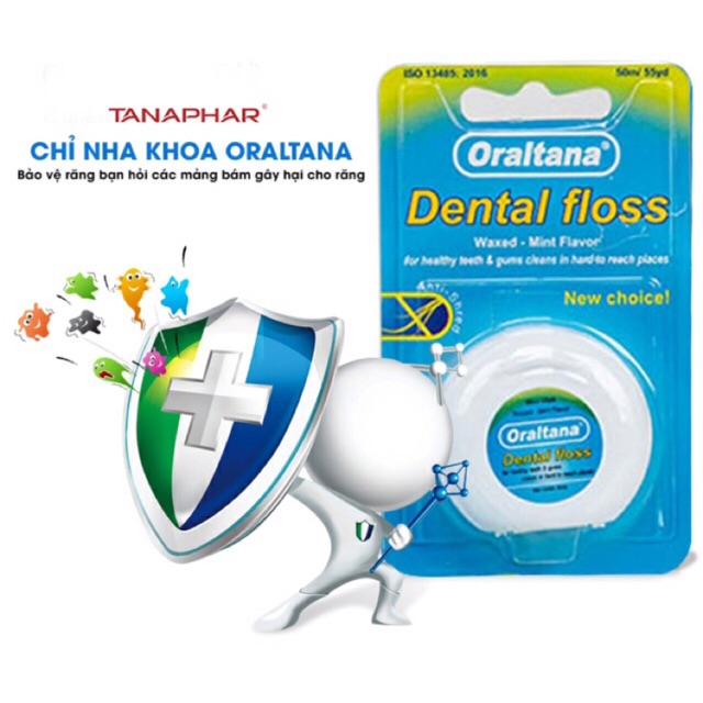 Chỉ nha khoa Nhật Oraltana tiệt trùng Dental floss made in Việt Nam vỉ 1 cuộn