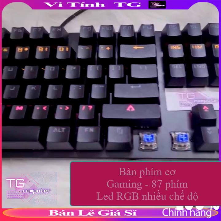 BÀN PHÍM CƠ 87 nút Gaming có Led RGB - Nhiều màu cực đẹp Xanh - Trắng- Đen . LED đa màu nhiều chế độ. | BigBuy360 - bigbuy360.vn