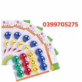 Vỉ 12 nam châm dính bảng từ loại nhỏ, đường kính 2cm hình mặt cười