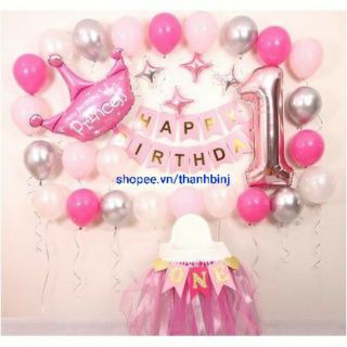 [ Đổi được số - Tặng bơm keo] Đủ như hình Set bóng trang trí sinh nhật tông hồng TGSN67