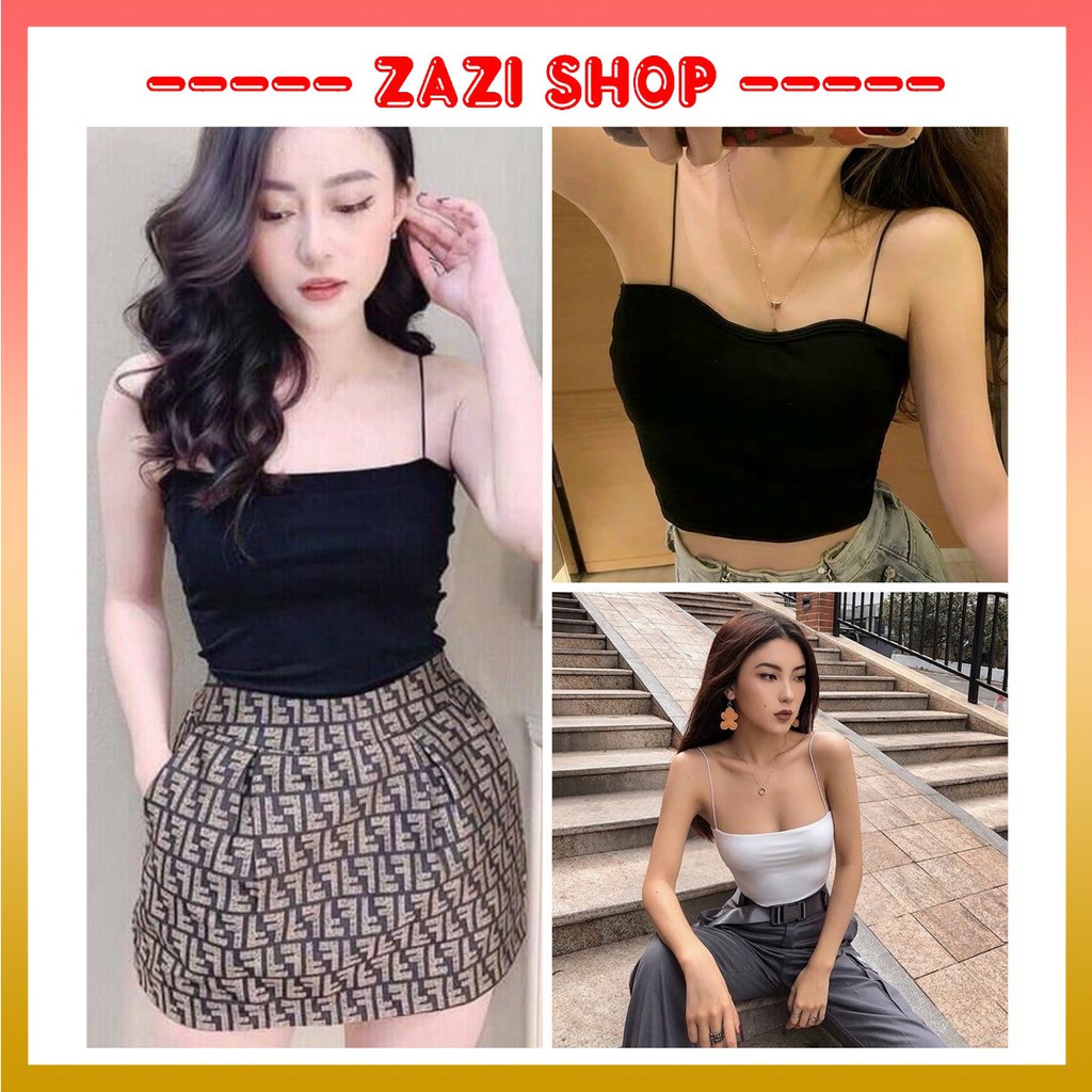 Áo hai dây sợi bún ♥️ Áo 2 dây sexy, năng động ♥️ Áo hai dây ulzzang 2 màu đen/trắng ♥️ Croptop 2 dây - ZaZi HD07