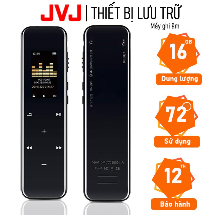 Máy ghi âm chuyên nghiệp JVJ DVR J320 8Gb chuyên dụng mini siêu nhỏ ghi âm đến 48h hỗ trợ lọc âm cực tốt bảo hành 12T