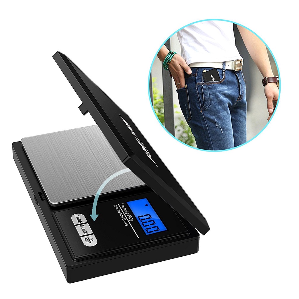 Cân Tiểu Ly Điện Tử Mini 500-0.1g Cân Tiểu Li Nhà Bếp Trang Sức, Thảo Dược Bỏ Túi Nhỏ Gọn Độ Chính Xác Cao