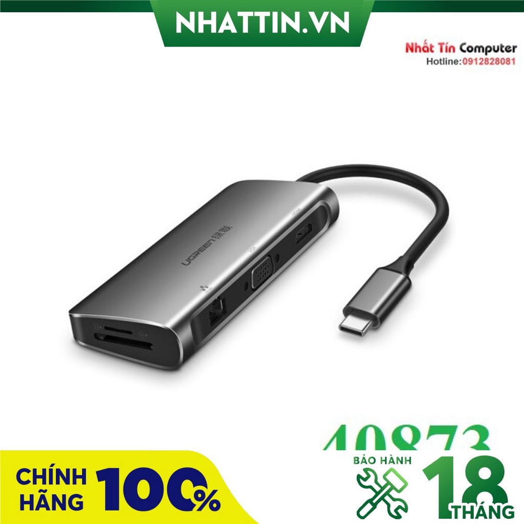 Hub USB type C chuyển đổi đa năng 5 trong 1 chính hãng Ugreen 40873