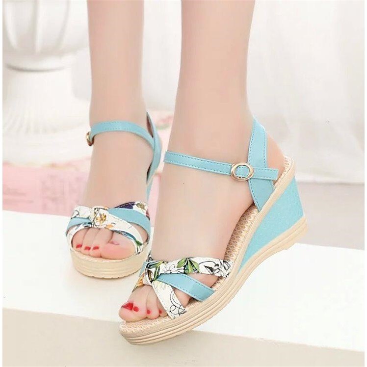 Dép sandal đế độn pha màu bh128