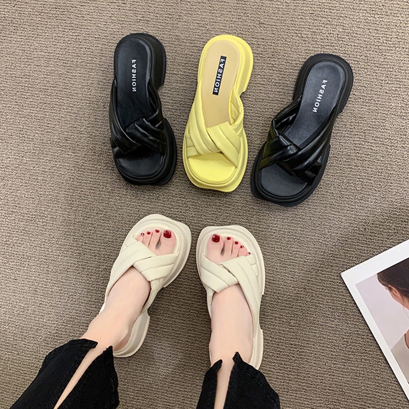 Dép Sandal Đi Biển Đế Dày Mũi Vuông Thời Trang Mùa Hè