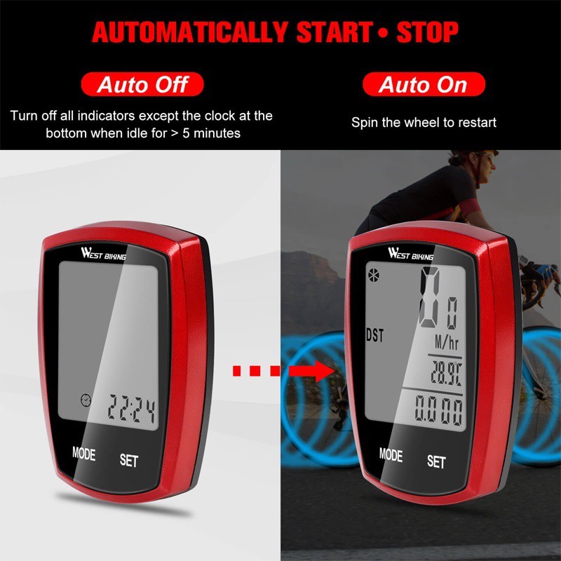 Tốc kế xe đạp WEST BIKING chống nước có đèn nền thông dụng
