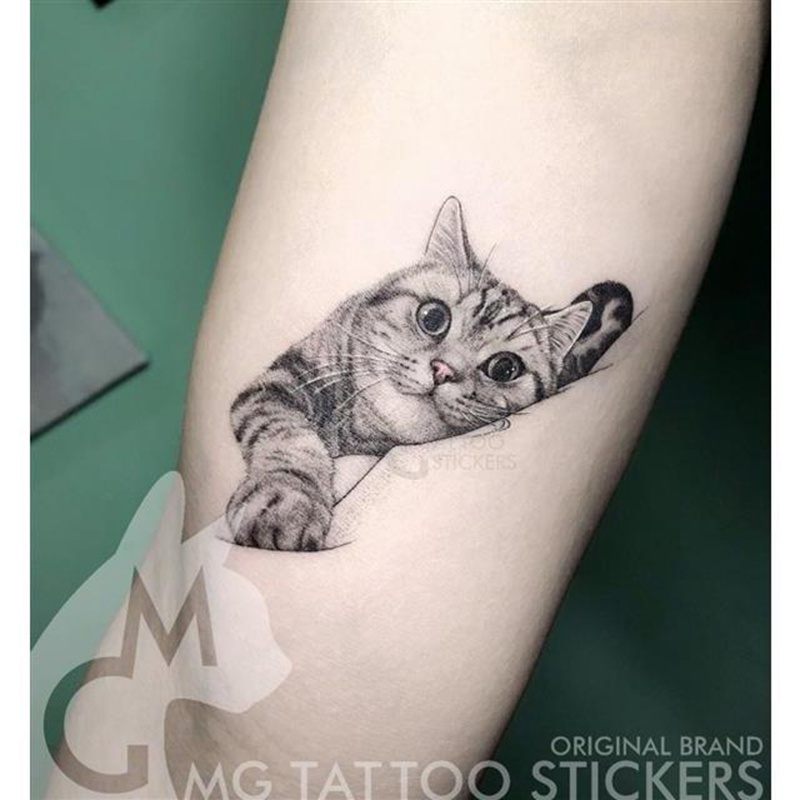 Nhãn dán hình xăm mèo Tatoo Hình Xăm Dán Tạm Thời Chống Thấm Nước Hình Mèo Dễ Thương Vui Nhộn Cho Nam Và Nữ