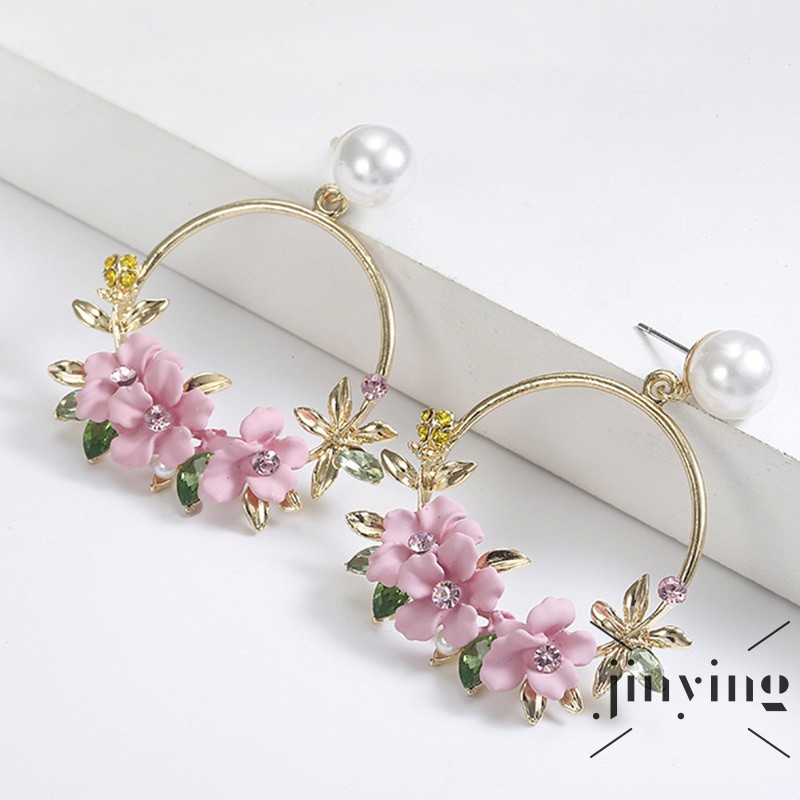 GETNOIVAS Khuyên tai hoa đính ngọc trai phong cách Hàn Quốc thanh lịch dành cho nữ