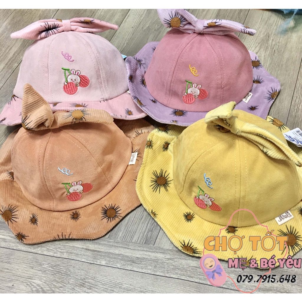 [ẢNH THẬT] Mũ, Nón Bèo Cho Bé Gái Vải Nhung Mềm (12-24 tháng)