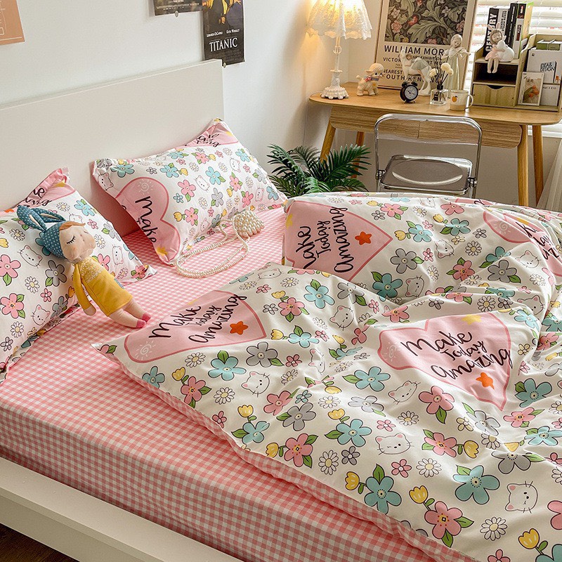 Bộ Chăn Ga Gối Full Set Cotton Korea Bedding CÓ VỎ CHĂN Không Ruột Mềm Mại Đủ Kích thước Hàng Nhập