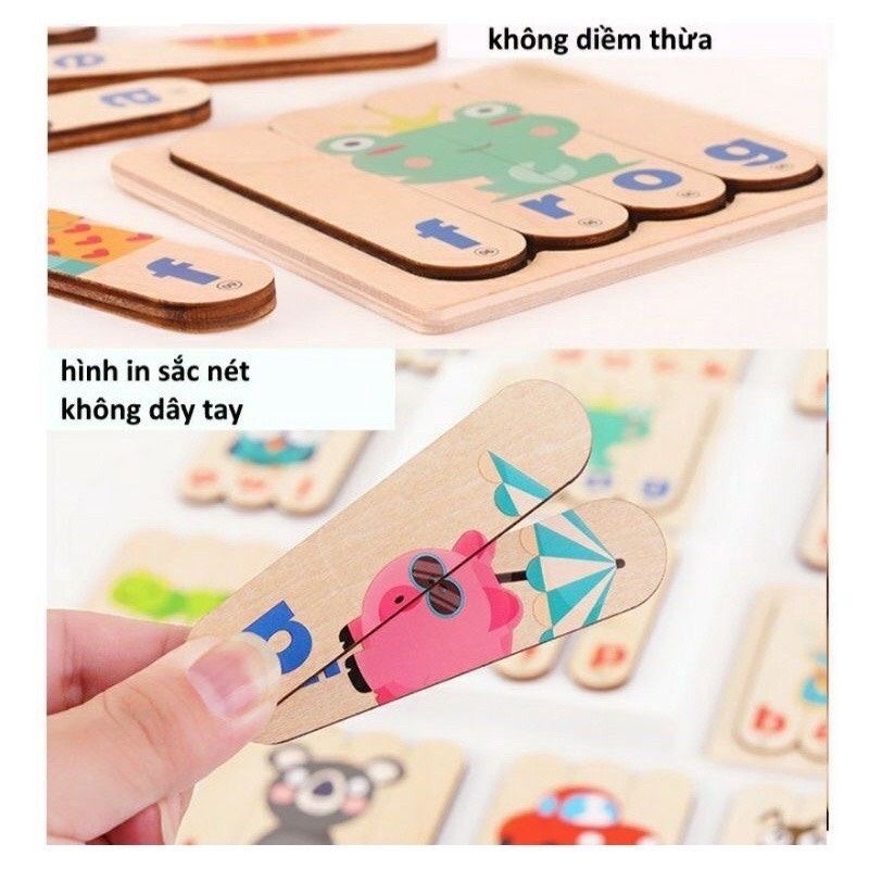 Đồ chơi bộ ghép thanh gỗ tạo các hình và từ vựng Tiếng Anh cho bé  (BBTOYS: 55)