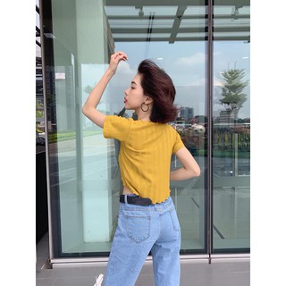 Crop tay ngắn cuốn biên