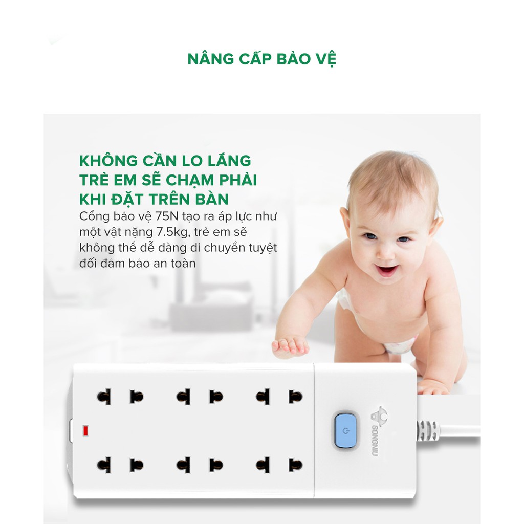 Ổ cắm điện đa năng Gongniu GNVN V1060- V1080 Công suất 10A/250V/2500W - Hàng chính hãng 100% bảo hành toàn quốc 3 năm